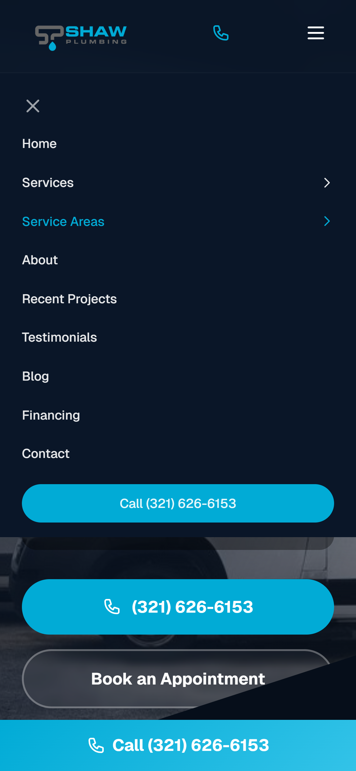 Mobile 390 menu open